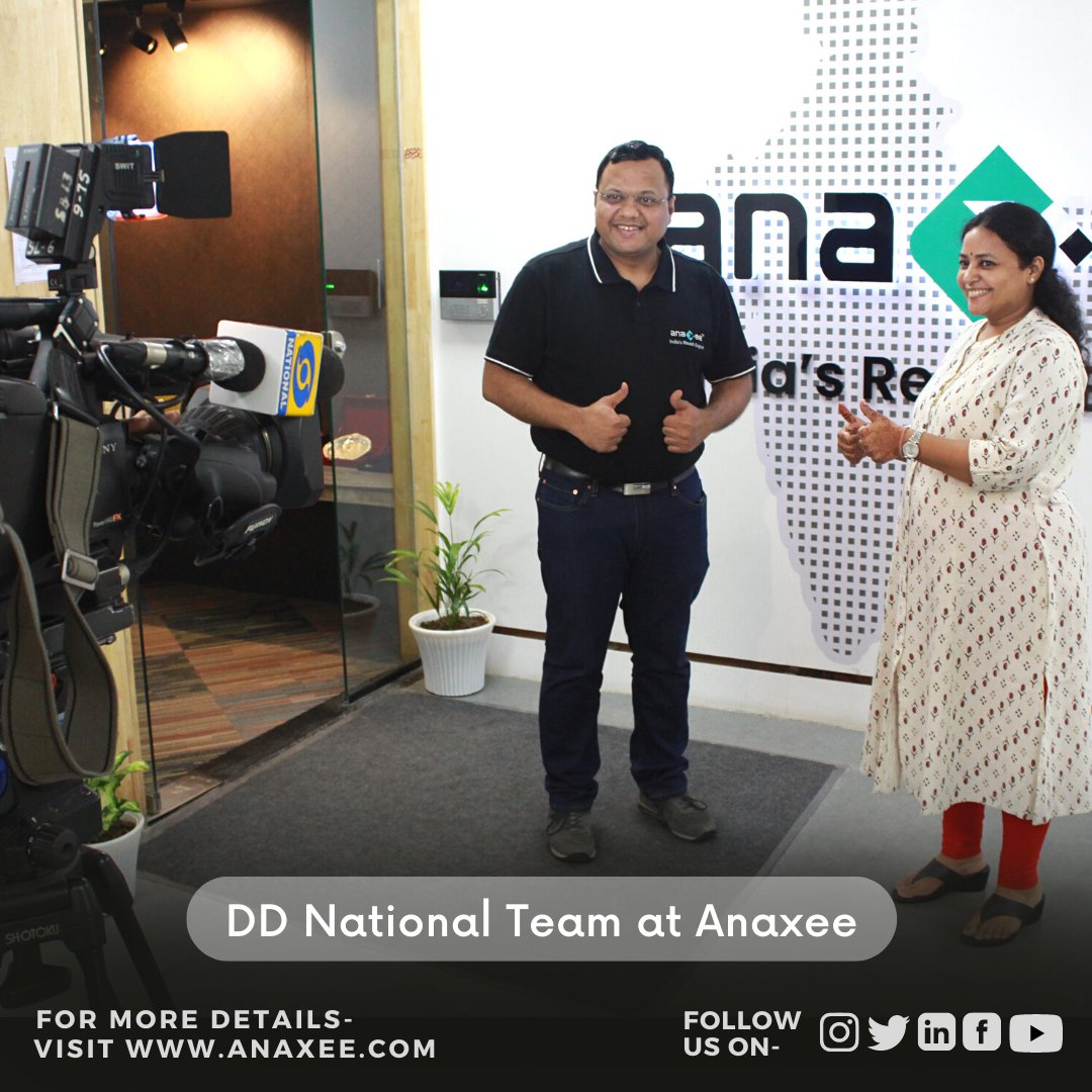 Lights! Camera! Action! This time it is the biggest television network in India, #DDNational.
Stay tuned, something exciting coming soon on the #DOORDARSHAN National Channel.
It was a wonderful day at Anaxee Digital Runners Pvt Ltd as the team of the DD  visited Anaxee's office.