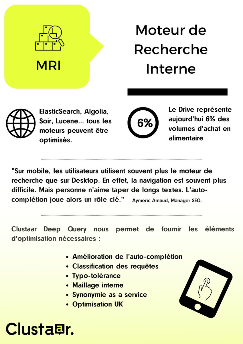 #data #seo
Clustaar a su développer sa propre technologie afin de faire du #seo sur les Moteurs de Recherches Internes. 

Découvrez notre infographie pour comprendre comment nous structurons et optimisons les MRI.