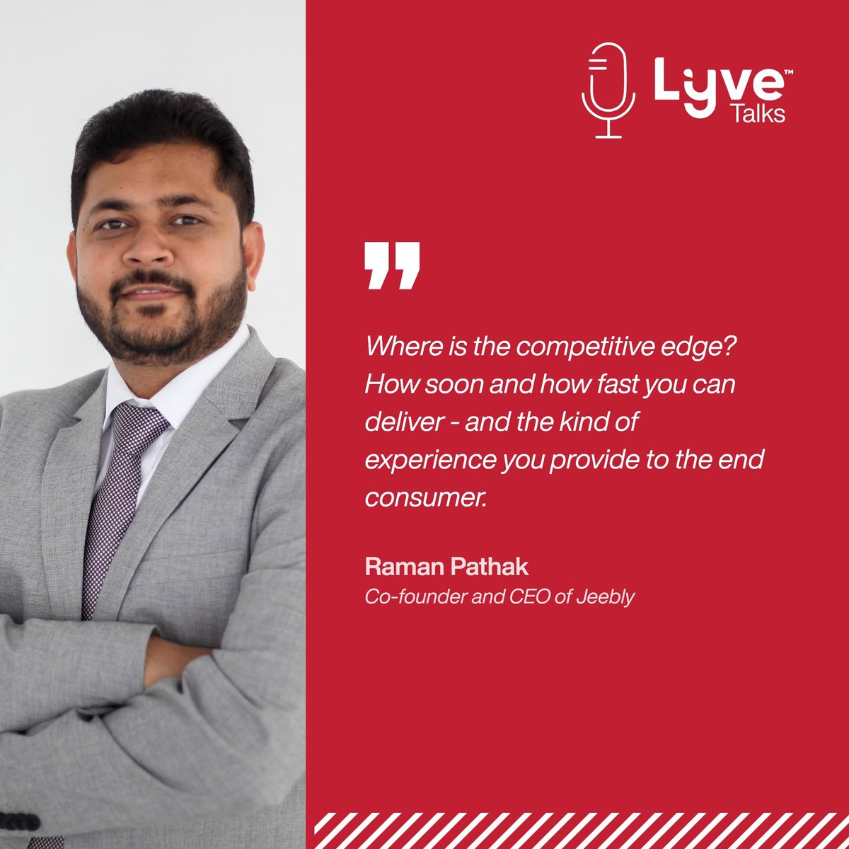 Listen to Raman Pathak, co-founder and CEO of Jeebly discuss Lyve's acquisition of a majority stake in Jeebly on the 2nd episode of #LyveTalks.
Link to episode: youtu.be/myaPAqgsx6Q

#podcast #lastmiledelivery #logistics #mergerandacquisitions #menaregion #LyveTalks #GoLyve