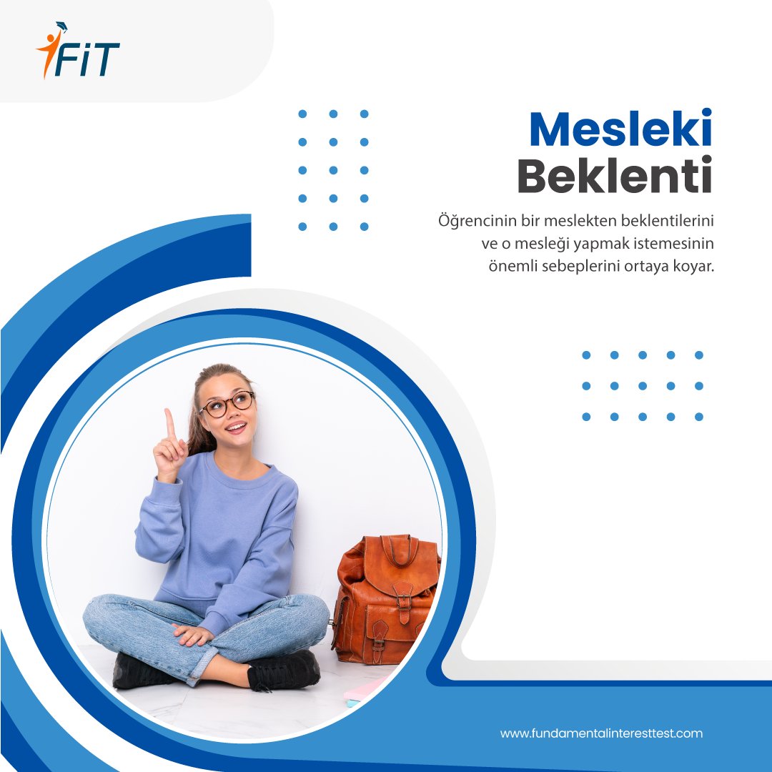 FiT ile öğrencinin meslek seçimi yaparken hangi beklentilerinin karşılanmasını umduğunu ve o mesleği neden yapmak istediğini değerlendirebilirsiniz.
fundamentalinteresttest.com

#fit #fundamentalinteresttest #tercihdönemi #tercihdanışmanlığı #lise #universite #yks #ayt #tyt #meslek