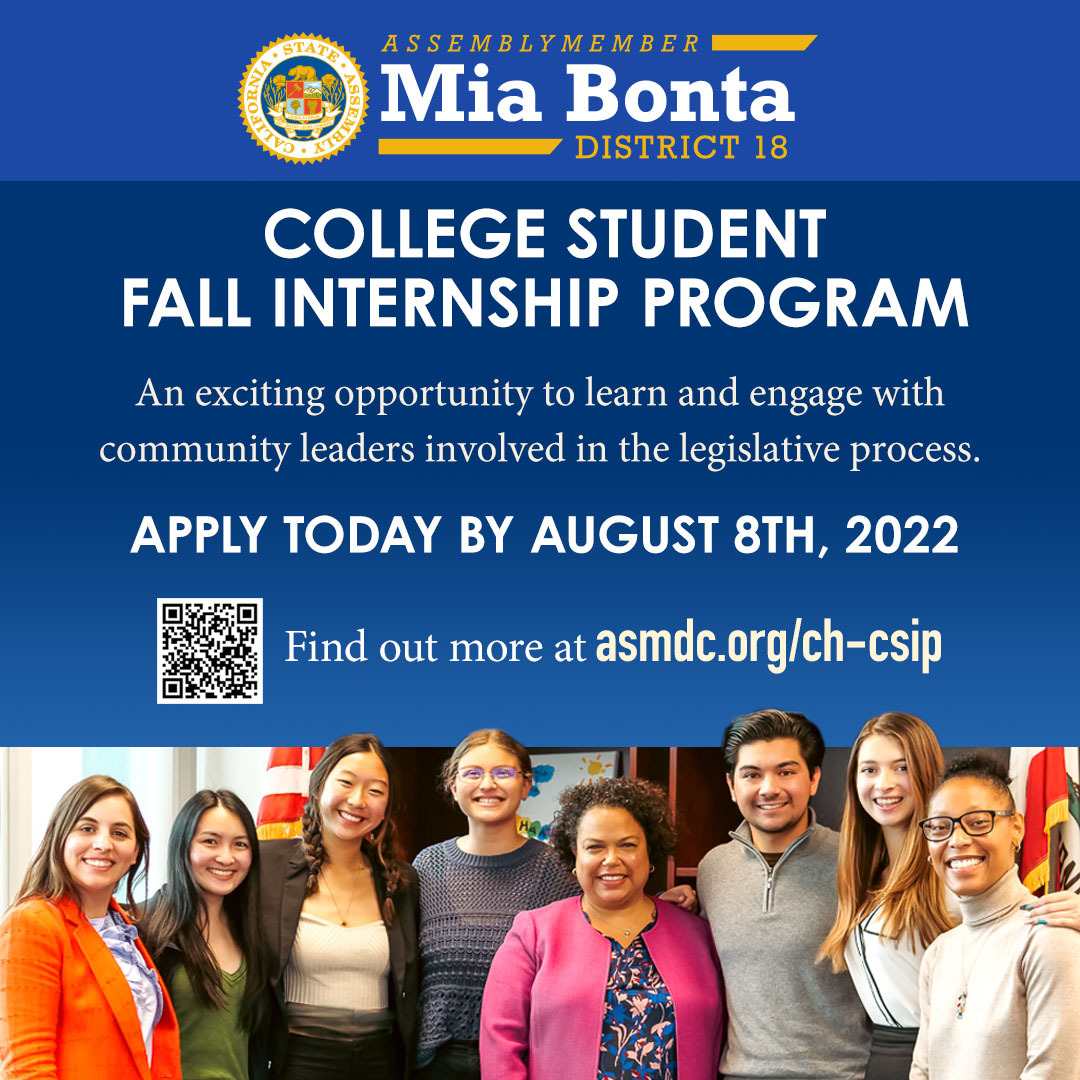 College Student Fall Internship Program is LIVE NOW!

This remote and hybrid internship runs from August 15 to December 16, 2022. Applications are due on August 8, 2022 at 11:59 PM PT.

Learn more and apply here:
a18.asmdc.org/college-studen…