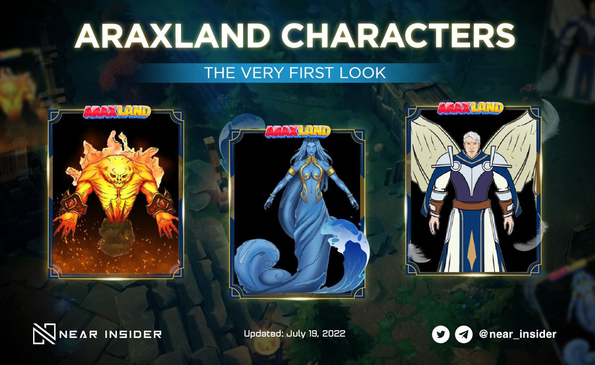 near_insider's tweet photo. AraxLand is a #P2E game combined with #M2E using #AR mode. Here are the first 3 newly revealed characters, the DEV team is testing to insert them into the gameplay of @araxland.

Which character are you most impressed with, leave your comments below! 🤩

#NEAR $NEAR https://t.co/CCvf4alZ05