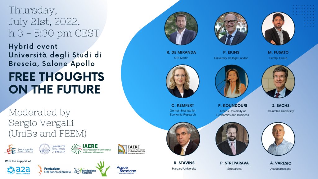 EAERE_envecon's tweet photo. "Free thoughts on the Future" hybrid event
📌21 July 2022, 3-5.30 CEST
Academia &amp; business representatives will discuss their hopes &amp; expectations for the future
Register!➡️https://t.co/YqE2z7aD7S
#Sustainability #EnergyTransition #ClimatePolicies
@IaereOf @FEEMit @unibs_official https://t.co/aEKQQVrAan