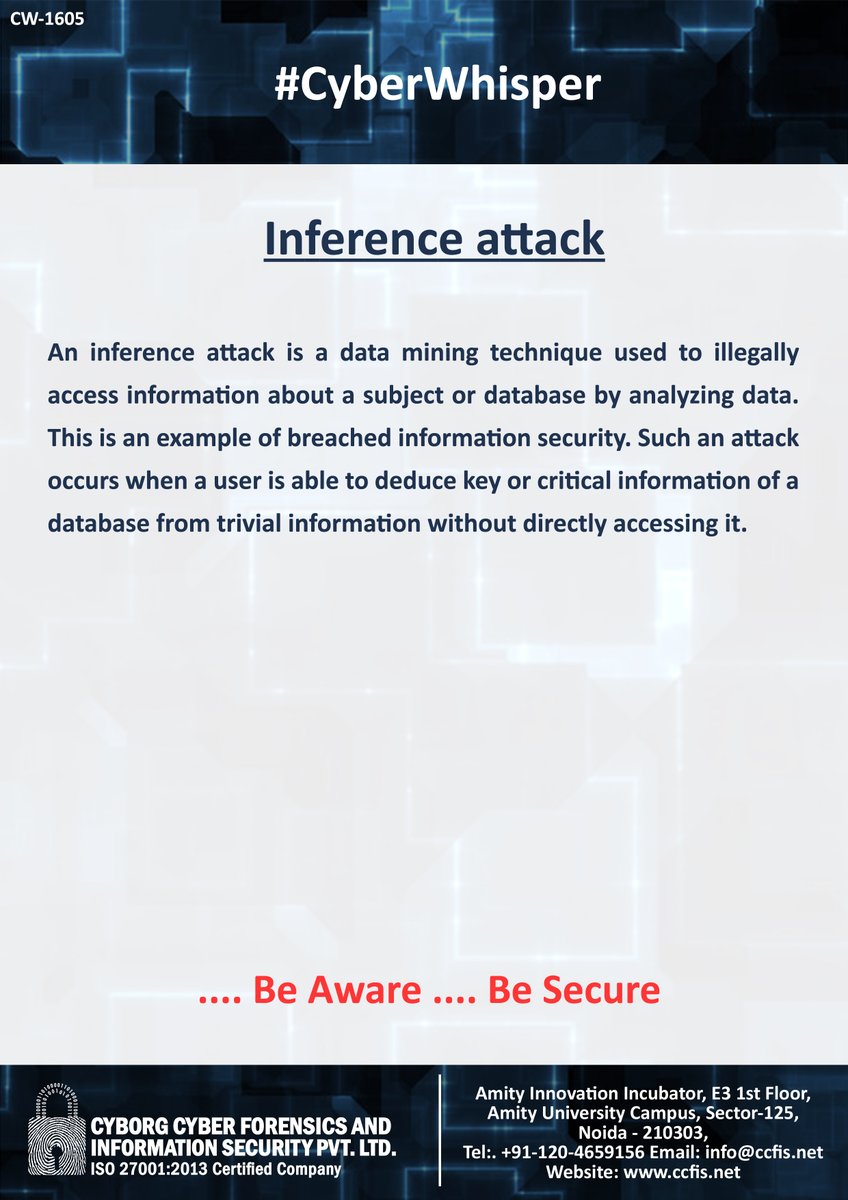 ccfis's tweet photo. #CyberWhisper #CyberSecurity #InferenceAttack https://t.co/YponnNiwsr