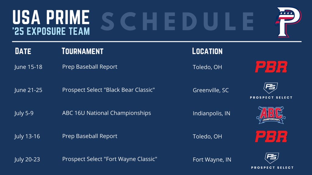 MIDLAND Baseball 25' North Team (@midlandnorth25) on Twitter photo 2025 USA Prime Exposure Team’s schedule has been released. We would also like to announce that Coach Crowder and Coach Paul will be managing the team. <a href="/USAPrimeMI/">USA Prime Michigan Baseball & Softball</a> 2025 USA Prime Exposure Team’s schedule has been released. We would also like to announce that Coach Crowder and Coach Paul will be managing the team. <a href="/USAPrimeMI/">USA Prime Michigan Baseball & Softball</a>