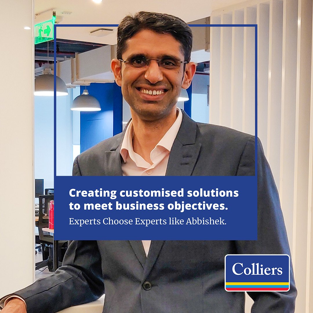 ColliersAPAC's tweet image. Colliers&apos; expert Abbishek Sharma specialises in delivering strategic solutions to secure a competitive advantage for corporate #occupiers. Find out how we can help you accelerate your success today: ow.ly/gaIq50JYL4S

#ExpertsChooseExperts #ClientSolutions