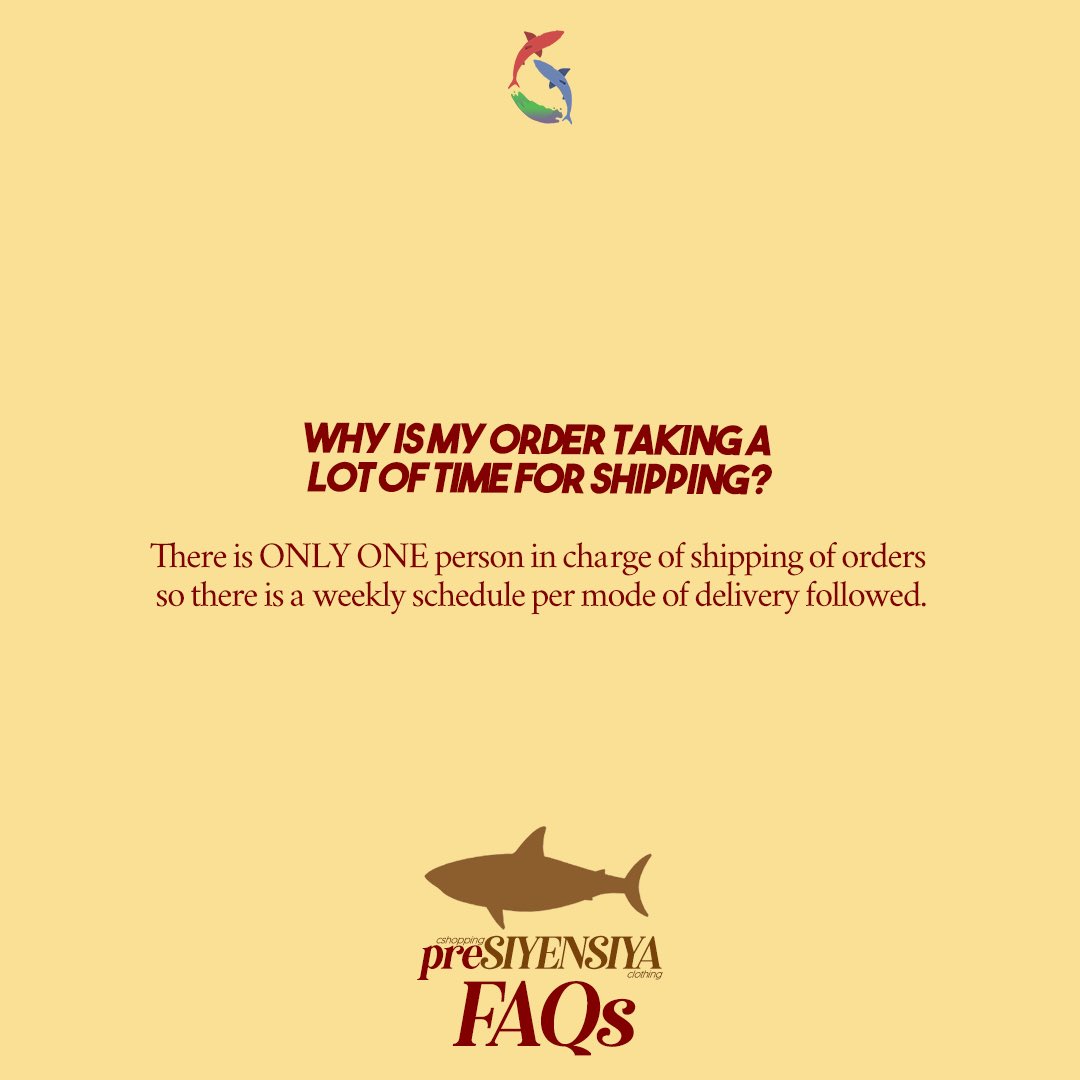 TheCSSC_'s tweet photo. Rest assured that your orders are with us and will be delivered to you. 📦
Contact email address for more inquiries:
presiyensyaclothing@gmail.com
presiyensyaclothing@gmail.com
presiyensyaclothing@gmail.com
#preSIYENSIYAclothing
#CSMERCH
#TranCSition
#SharkTimes https://t.co/LXGD0aNa0W