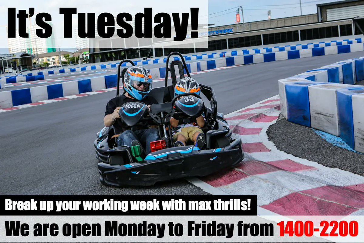 IMPACTSpeedPark's tweet photo. Looking for something to do on Tuesday? Looking to inject a bit of fun into the working week? We have the answer! We are open for 8 hours today! (And tomorrow too!) https://t.co/XCMNPdISd9