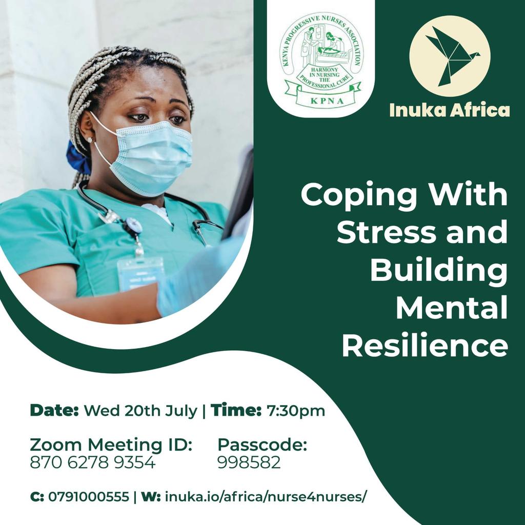 Prioritizing Mental Health for Health Care workers is caring for the carerer. Join us as we build resilience in our Nurses and Midwives. 
<a href="/NCKenya/">Nursing Council of Kenya</a> 
<a href="/MOH_Kenya/">Ministry of Health</a> 
<a href="/SONAM_AKU/">Students of The Aga Khan University , SONAM</a> 
<a href="/Kenyamidwives/">Kenya Midwives</a> 
<a href="/nnakenya/">nnakenya</a> 
<a href="/EcsNursing/">Ecsacon Kenya 2018</a> <a href="/triza_ireri/">NurseTriza</a>