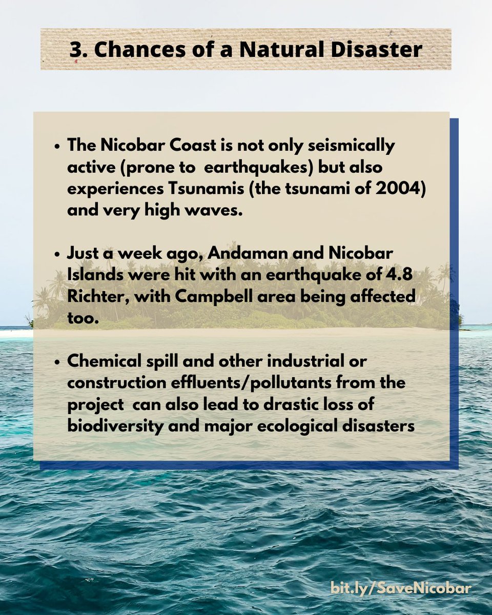 ThereIsNoEarthB's tweet image. The Nicobar Coast is not only seismically active (prone to  earthquakes) but also experiences Tsunamis (the tsunami of 2004) and very high waves.

#SaveNicobar #SaveGreatNicobar

📝 bit.ly/SaveNicobar

(6/8)