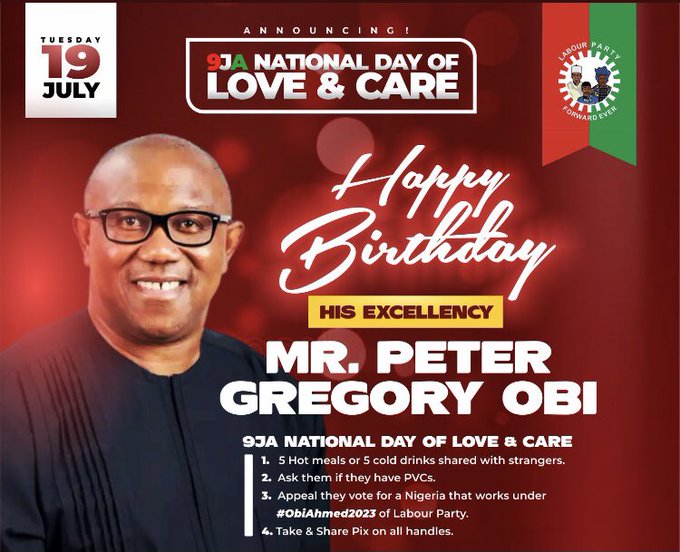 HAPPY BIRTHDAY H E PETER OBI.
I WISH YOU, VICTORY AND GREAT. 