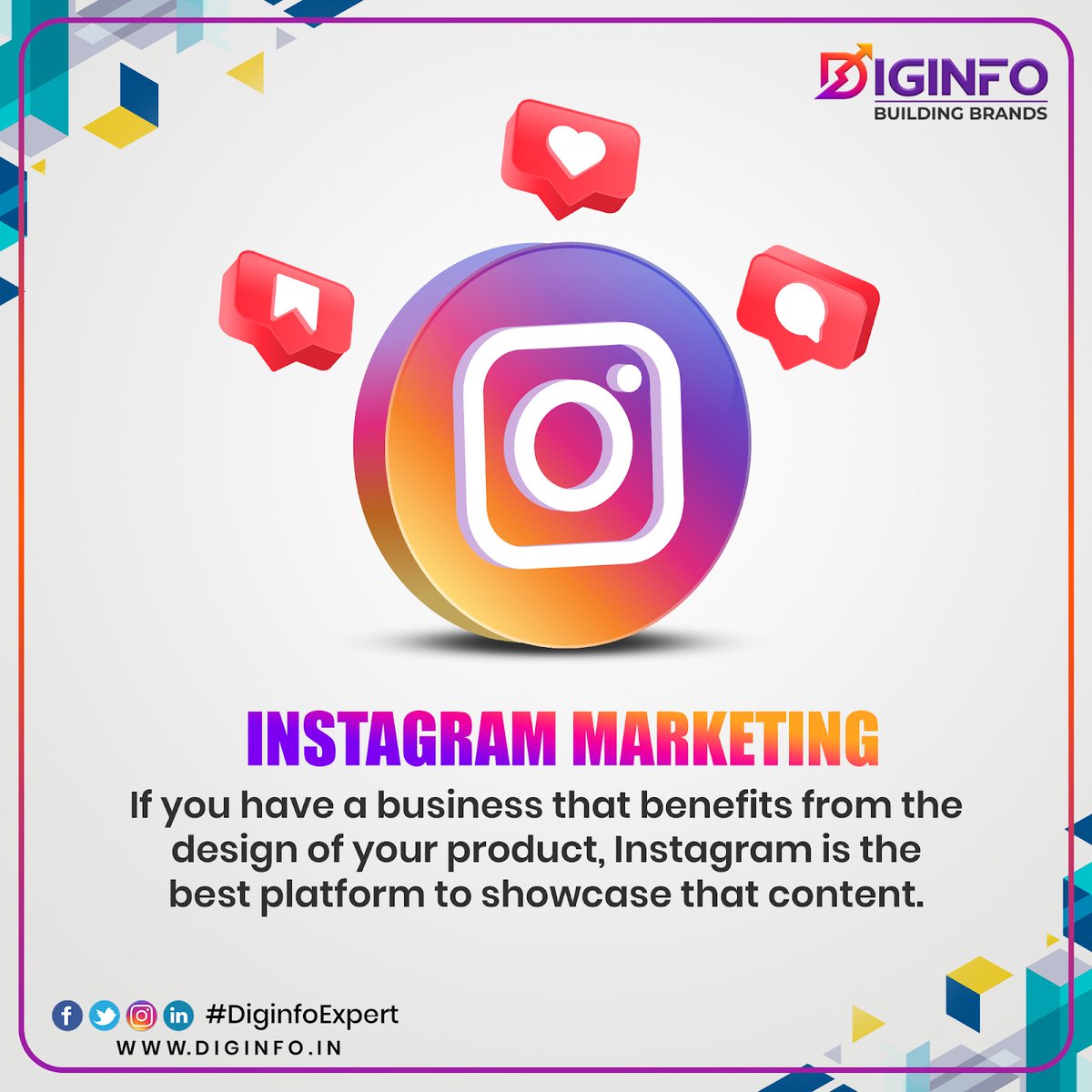 diginfoexpert's tweet photo. Instagram is one of the best platform to showcase your products & services in the best possible way on social media.
Plan your Instagram Marketing Strategies with us.
#diginfo #marketingpillars #Facebookmarketing https://t.co/vhzU2rEDNT