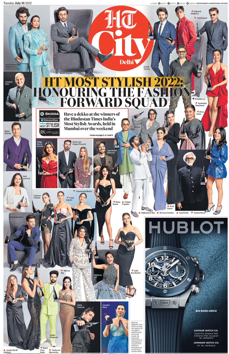 htcity's tweet photo. Congratulations to the winners of #HTMostStylish Awards!! ✨🥂

#HTMS2022 @arjunk26 #MalaikaArora #RanbirKapoor  @iamRashmika #RMadhavan @TripathiiPankaj
@TandonRaveena @RajkummarRao @Aparshakti @Vaaniofficial @tamannaahspeaks @ishehnaaz_gill @aditiraohydari @DishPatani https://t.co/NIDyI7gXeM