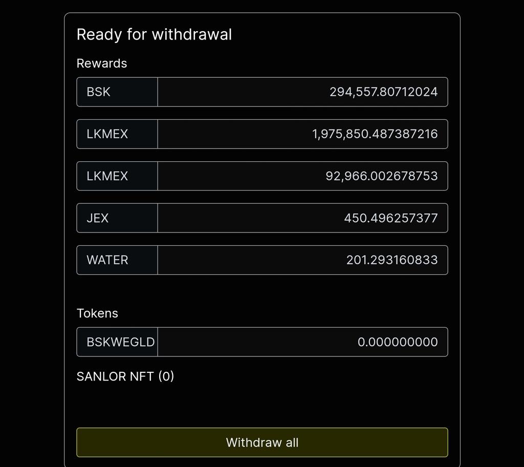 @BeskarDAO Beside farm : beskardao.org/farm/ where you gain $LKMEX, $JEX &amp; $WATER
You can try metamex.finance/?r=21 - only 5$ a ticket

$BSK to 🚀🚀
 #JEX #WATER #BESKAR #ElrondCommunity #ElrondNetwork