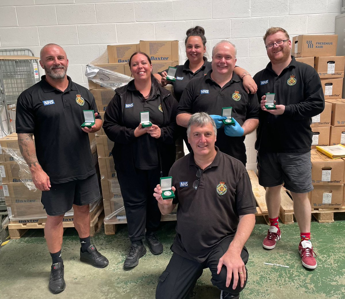 @NWAmbulance Medicines Supply Hub team received their @AACE_org #Jubilee coins yesterday, presented by their manager @lordjohammond. Thank you team for all you do.  #proud #TeamNWAS