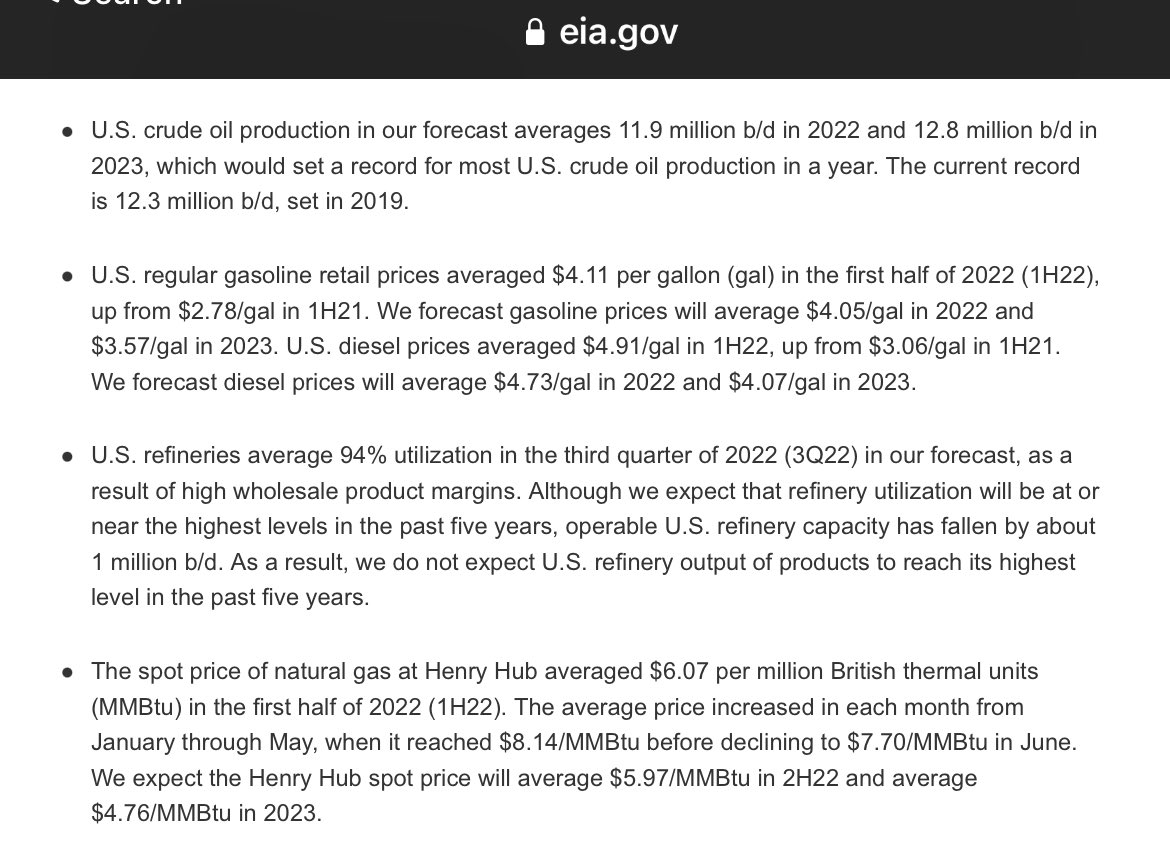 mattyglesias's tweet photo. EIA says US oil production will reach an all-time high next year (Dark Brandon rides again) but that refinery capacity has fallen so output of refined products (i.e. gasoline) will not — maybe someone should do something about this? https://t.co/7Xjr7CPLm3