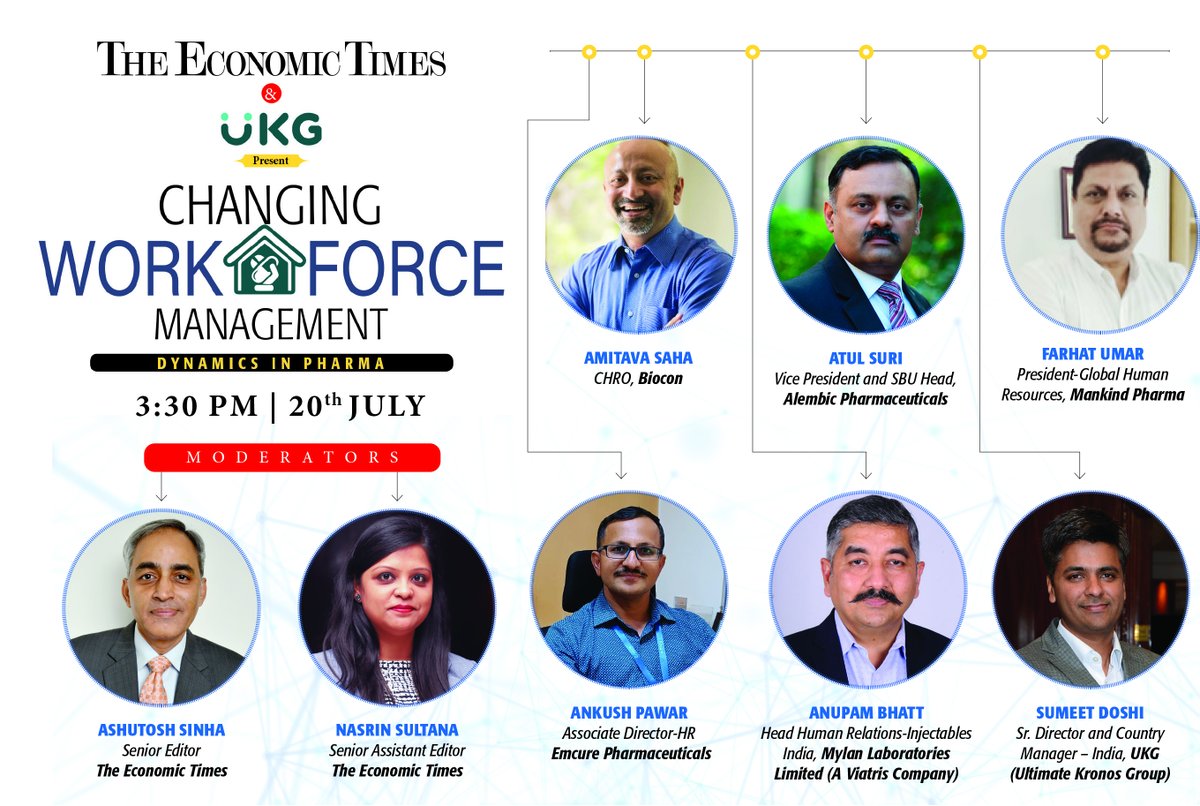 etgreycell's tweet photo. The Economic Times &amp; @UKGInc present "Changing Workforce Management: Dynamics in Pharma". Join us on 20th July at 3:30 pm to listen into the experts. @Bioconlimited @Alembic_Pharma @Pharma_Mankind @EmcurePharma @ViatrisInc @UKGInc

Register Now: https://t.co/tLPeWAuBl9 https://t.co/zclPHh9qBQ