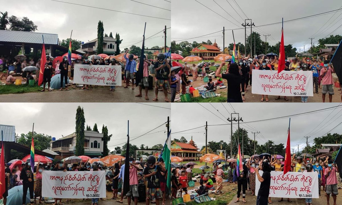 ActivistLittle's tweet photo. Anti-coup revolutionary strike in Tanintharyi's Dawei district, Launglon township.

MYANMAR MARTYRS’ DAY 
#2022July19Coup #HonorTheFallenHeroes #WhatsHappeningInMyanmar https://t.co/4UYXESlwGS