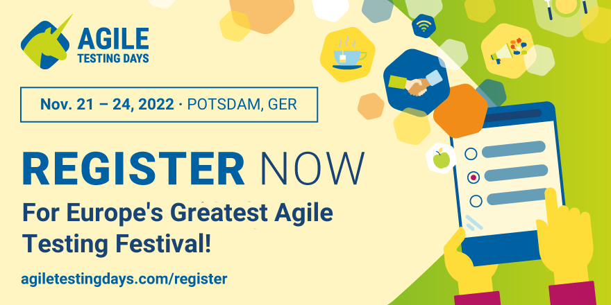 #AgileTD 2022 is calling! 💥 
Book your ticket to Potsdam, Germany, and be part of Europe's Greatest software Testing festival! 
Speakers like @Der_Pesse, @northern_tester, <a href="/Parveen_Khan10/">Parveen Khan🚢</a> and <a href="/PvanEnkhuijzen/">P. van Enkhuijzen</a> will be there! 
Will you be there? 
➡️ bit.ly/3HNBLOX