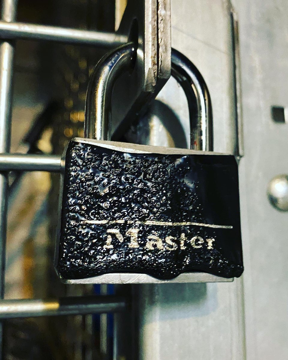 tazminta's tweet photo. My neighbors &amp; I are in the market for new padlocks. Discovered that somebody went all Salvador Dali on our storage lockers. Mine’s the purple. I like how it depicts the artist’s fluidity of ambition &amp; lack of provision. In other news, I get to use my cordless reciprocating saw. https://t.co/vKTIKO2946