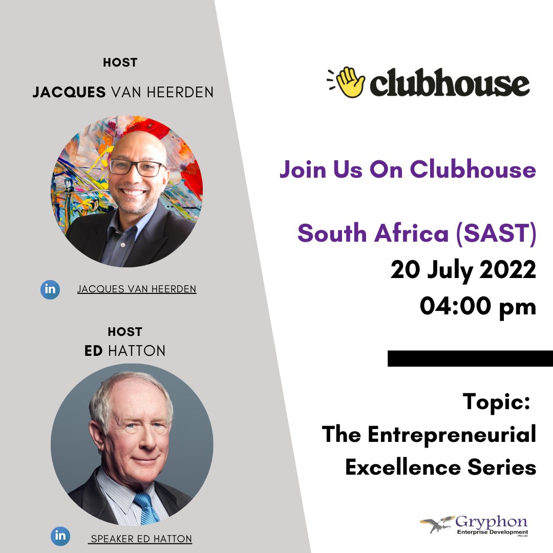 GryphonDev's tweet image. Join us as prolific storyteller @Edhatton , @Jacques_Mufasa and Panel explore strategies for success in any market condition.

Click on the link to join talk: clubhouse.com/event/MOAr60KX…

#clubhouse #entrepreneurship #growthmindset