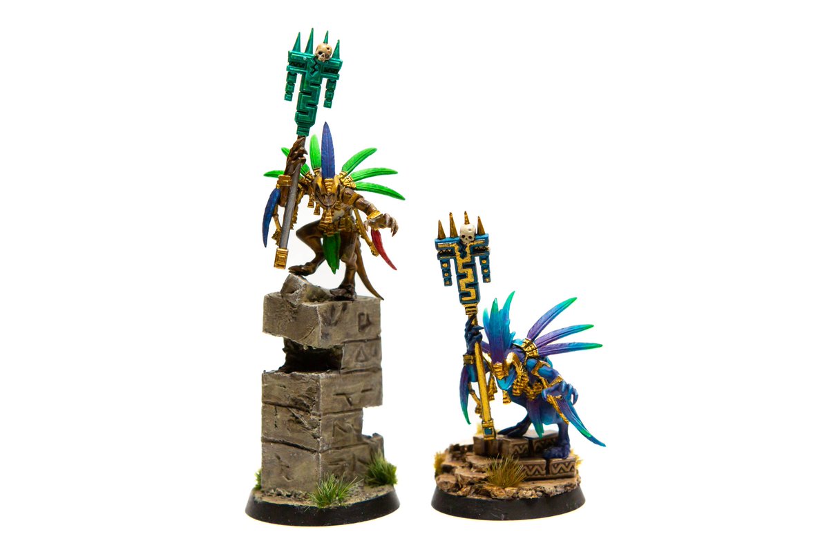 AmpersandFern's tweet photo. Over the last couple days @CritDmgGaming &amp; I had a mini painting competition between us. We both painted the Skink Starpriest. Vote in the threaded poll for your favourite. 

1/2

#HobbyCommunity #HobbyPainting #MiniatureArtist #MiniaturePainter #PaintingMiniatures https://t.co/GouiezV7j4