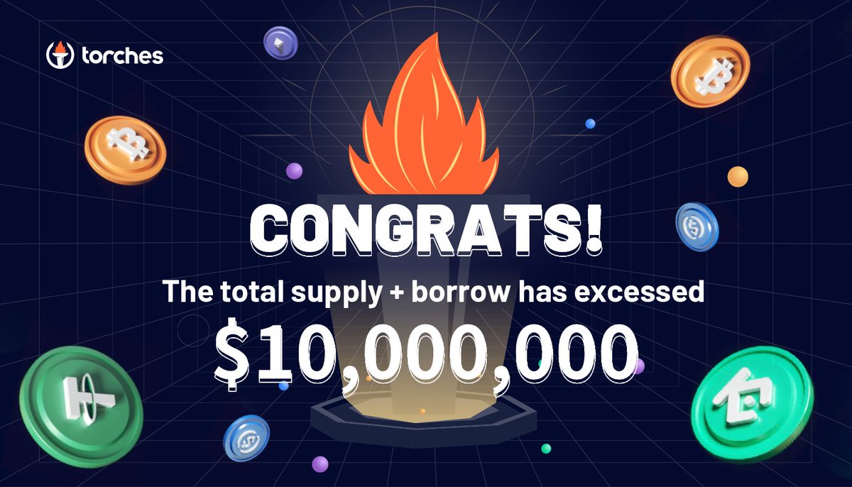 TorchesFinance's tweet photo. 🔥$10,000,000+ in Total Supply &amp; Borrow🔥

 More than $4,000,000 growth in just 24 hour 🚀

Supply &amp; borrow to mine $TOP:                                              https://t.co/Aeh8dmxvVd

🎁 10 Torchlight NFT #Airdrop in 24 hours
  
✅Follow @TorchesFinance 
✅Like, RT https://t.co/SlOkMz4bLy