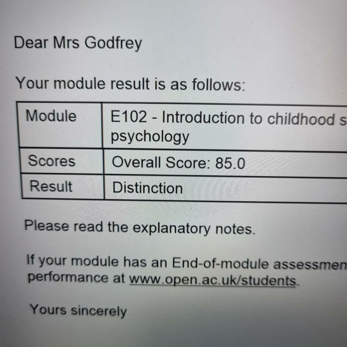 racheldebuc's tweet photo. So proud of myself, receiving a distinction in both modules of the first year of my Open Uni degree 🙌 https://t.co/56z4bfNgri