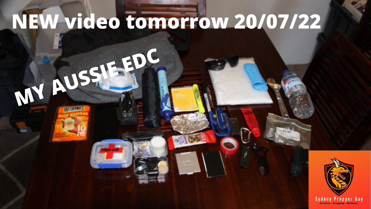 GuyPrepper's tweet image. Tune in tomorrow Wednesday 20 July 2022 for my new Aussie EDC Video....... check it out!!!!!   #sydneyprepperguy #prepping #apartmentprepping #survivalists #EDC #AussieEDC