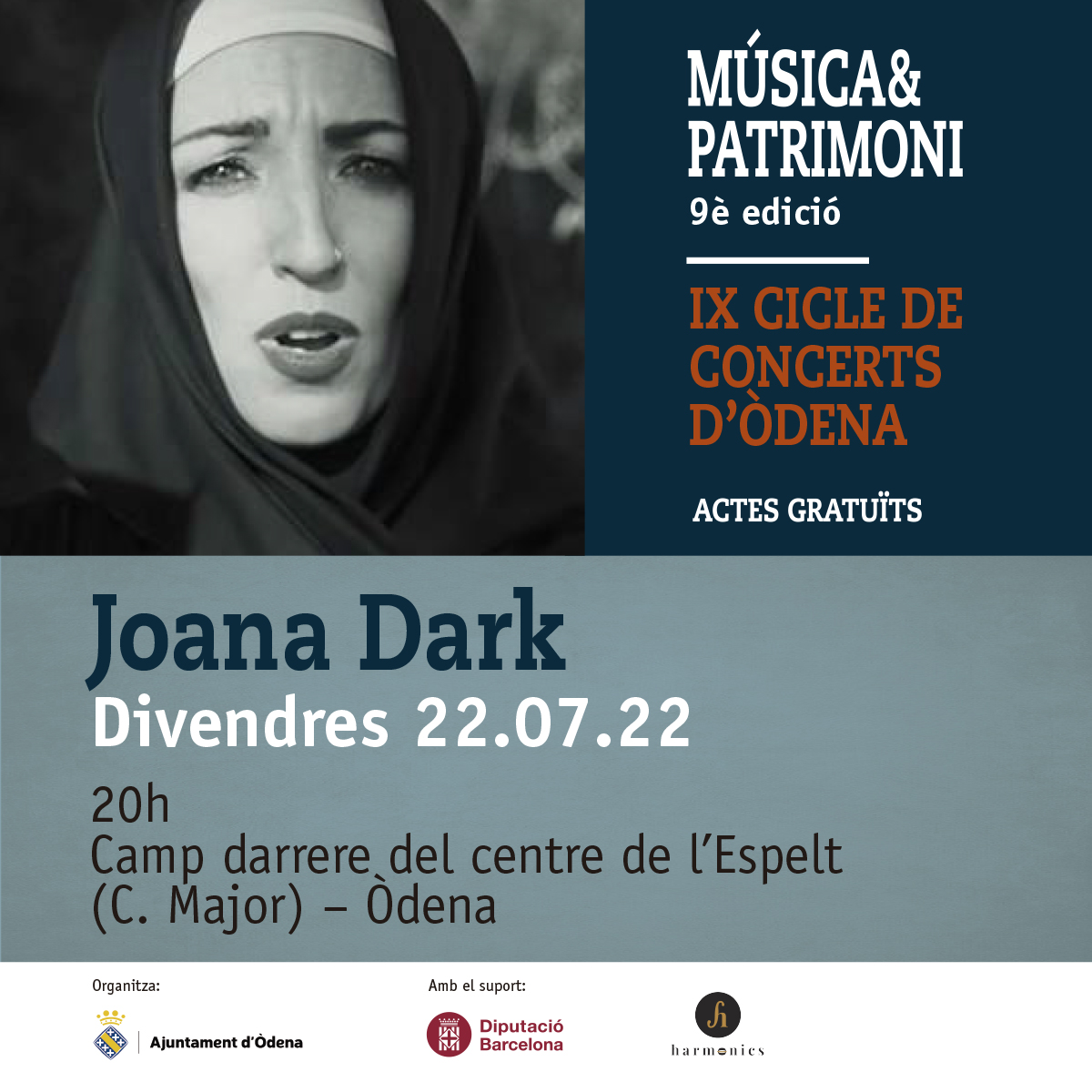 OdenaCat's tweet photo. 🎶Divendres nou concert del Cicle de concerts ‘Música i Patrimoni’
🎤Joana Dark presentarà el treball ‘La Lireta’, que mescla poesia, cançó tradicional i electrònica acompanyada de la filòsofa i poetessa Raquel Pena.
📍A les 20h al Camp de darrer del centre de l’Espelt https://t.co/jWSKcT1hPP