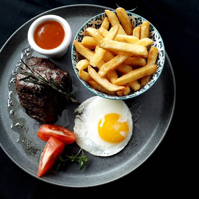 Power up your day with our ostrich steak breakfast special, including fries, eggs  &amp; a free juice or coffee for R92. Tel 0214244344 arnolds.co.za
