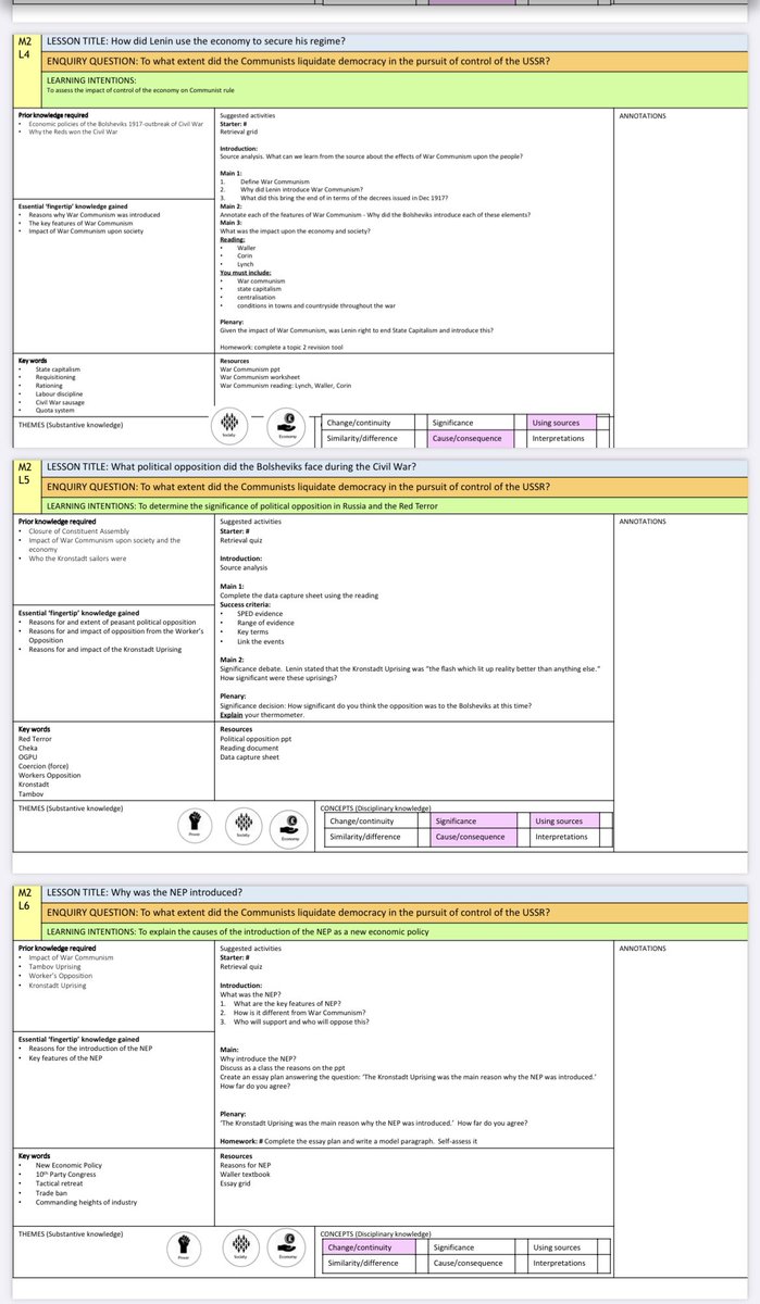 Russia 1917-53.
- Timelines 
- Knowledge organisers 
- Lesson SoL outline 

Link: drive.google.com/drive/folders/…