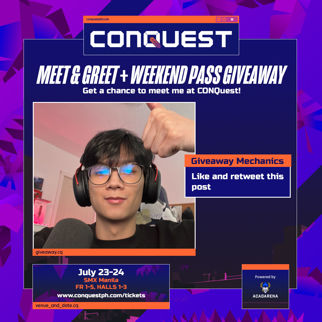 YO. I'LL BE AT CONQUEST IN THE PHILIPPINES.
Like and retweet for a chance to win:
CONquest Weekend Passes + Meet &amp; Greet Tickets!
