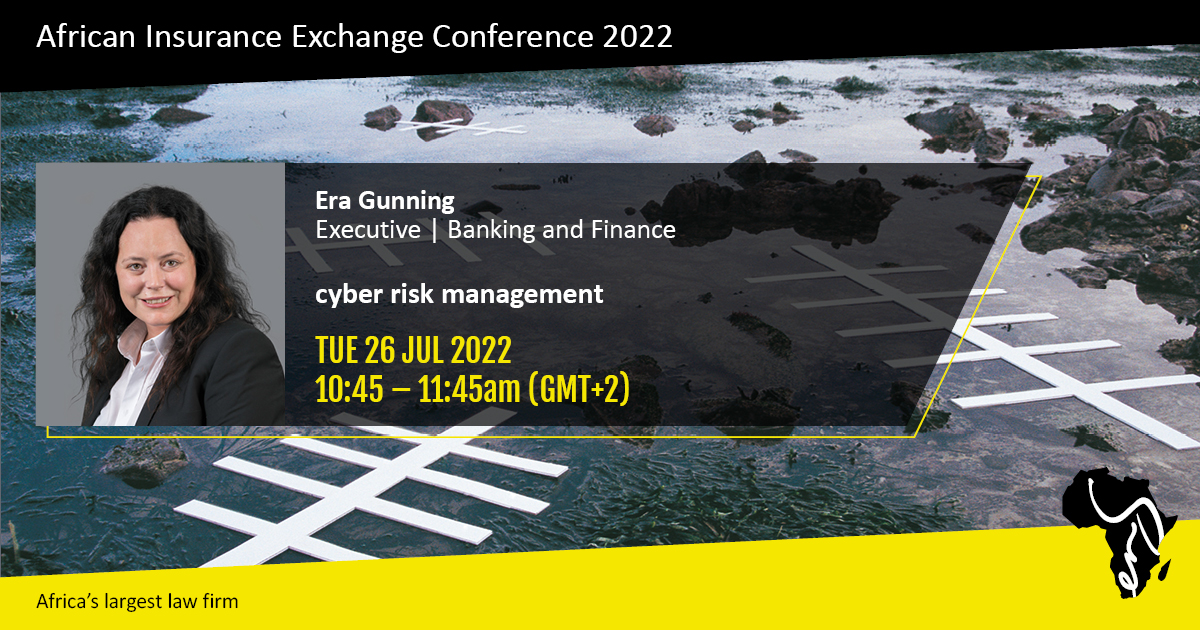 ENSlaw's tweet photo. #Cyberattacks are a growing concern for organisations across Africa. Join Era Gunning as she discusses #cybercrime, #cyberresillience, and #digitaldependence with leading industry experts at the #AIE2022. Register here: https://t.co/YTGnJTlFp5 

#ENSafrica #Cyberriskmanagement https://t.co/BcuofzbVDF