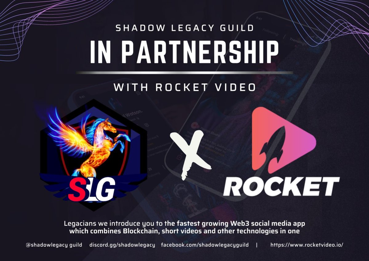 shadowlegacygld's tweet photo. Hello Legacians! Please welcome RocketVideo as our new partner! Hope you will enjoy the amazing #RocketVideo app, which combines blockchain, short video, Web3 with PoA reward mechanism & Social-Fi elements. Earn with Rocket and SLG! https://t.co/5V1J7W40Ca