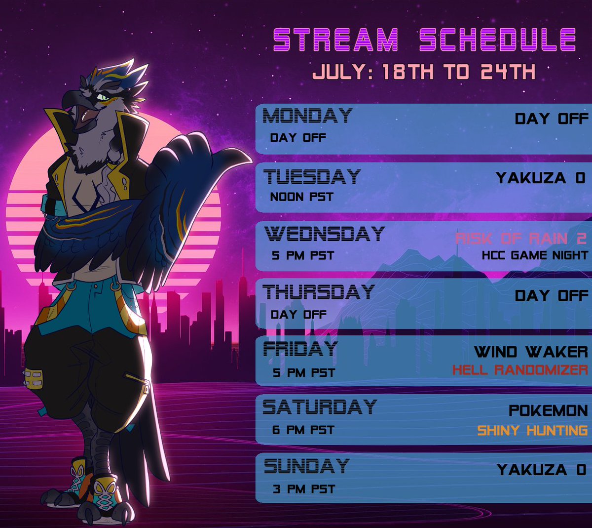 EzraSecur's tweet image. Lots of stuff happening this week!
More Yakuza!
More High Cards!
More Windwaker with @HakariSquish!
More not getting shinies!
#ENVtuber #Birdtuber