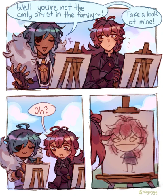 Kaeya's a natural at painting! 
2/3 