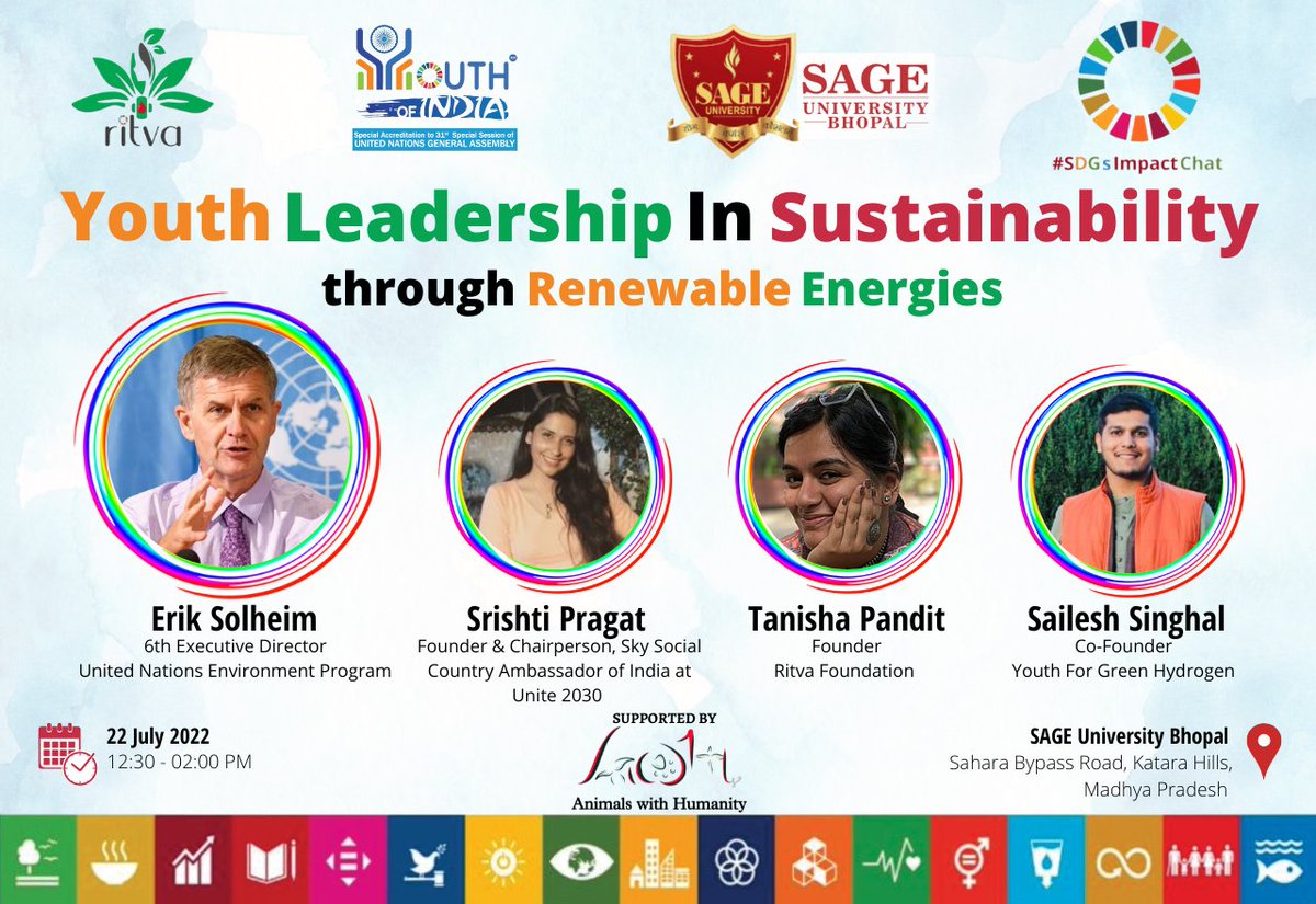 TanishaPandit3's tweet photo. Excited for the day to talk about the youth's role in change making and learn from @ErikSolheim at @SageUniBhopal 🙌 https://t.co/Nazj2amHCk