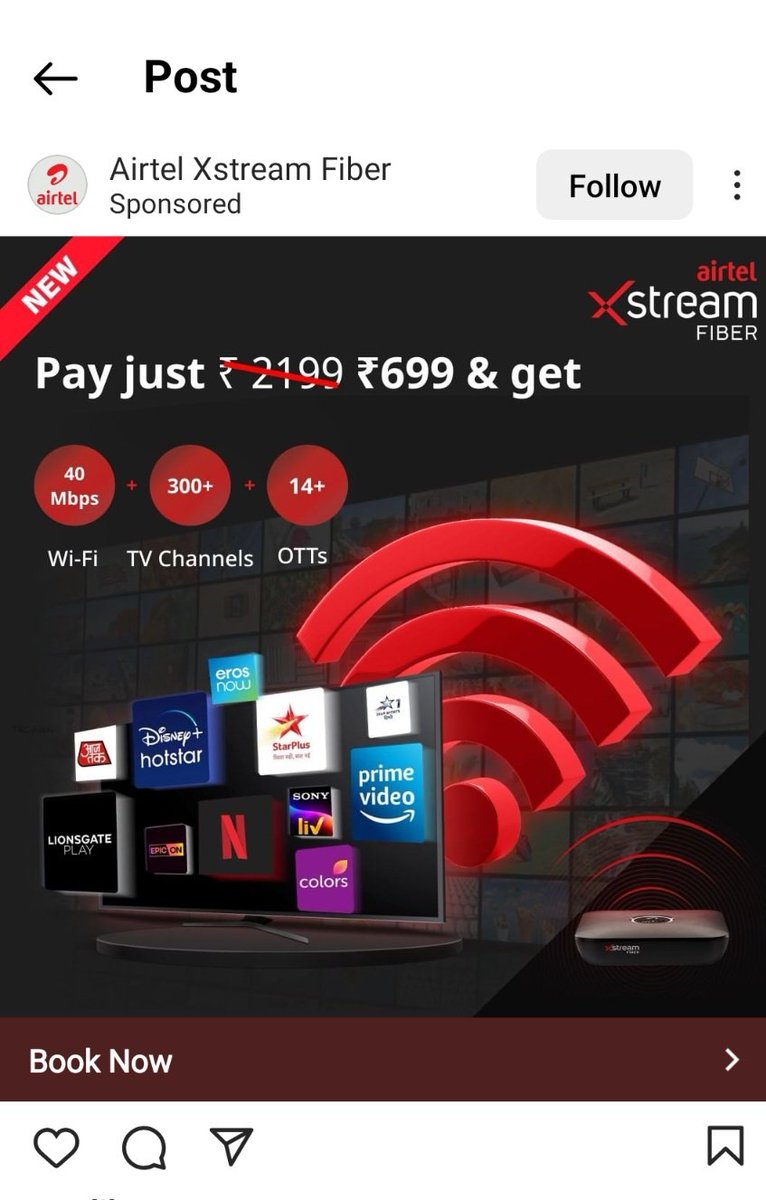 ImShaantanuG's tweet photo. @airtelindia I just spoke to your customer care supervisor to get this plan and he said there is no Netflix in this plan. Then why is this creative misleading us. #Airtel #xstreamfiber https://t.co/eV4ncoBb0I