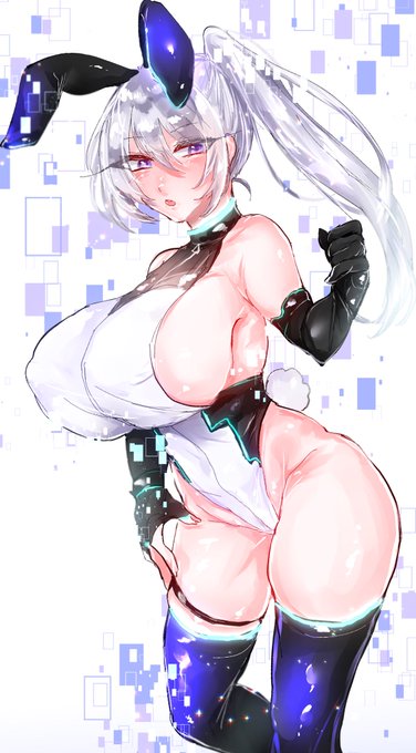 #コスプレンジ 企画にて御園ちあきさん@ Misono_THIAKI 宅の寡黙系アンドロイドおねえさんのガーディアンさんをバニースーツにお着替えさせていただきました!!!長身クールおねえさんは良いぞ……🥹ᙏ̤̫͚♡⃜🤍 素敵な企画ありがとうございました〜🤭 