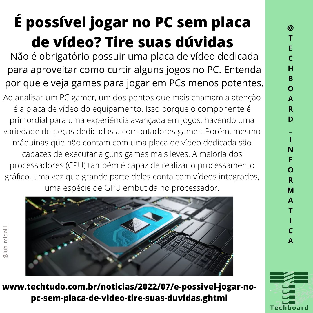 É possível jogar no PC sem placa de vídeo? Tire suas dúvidas