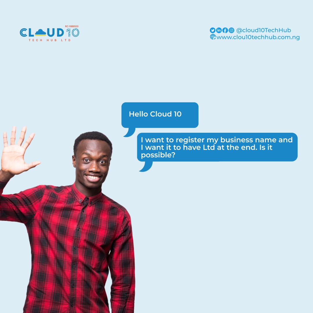 cloud10techhub's tweet image. Dear Client,
Your request is absolutely impossible 😃
If you would like to have a Ltd at the end of your business name then you should opt for LLC instead and register as a company.
Are you ready to become a legal and certified business owner?
Contact us today!

 #Cloud10TechHub
