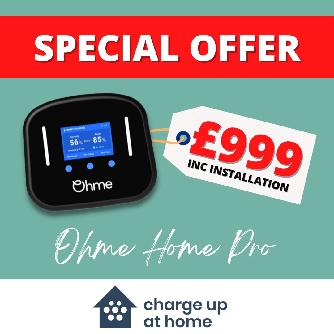 chargeupathome's tweet photo. 🔥 We’re coming in HOT with our deals 🔥 

Get the Ohme EV Home Charger now for ONLY £999 INCLUDING INSTALLATION 🔌🛠

Click the link https://t.co/DkK7KMcjAV to get started… but be quick… this special price is only available for a limited time! ⏱ https://t.co/MKpjQyaAzz