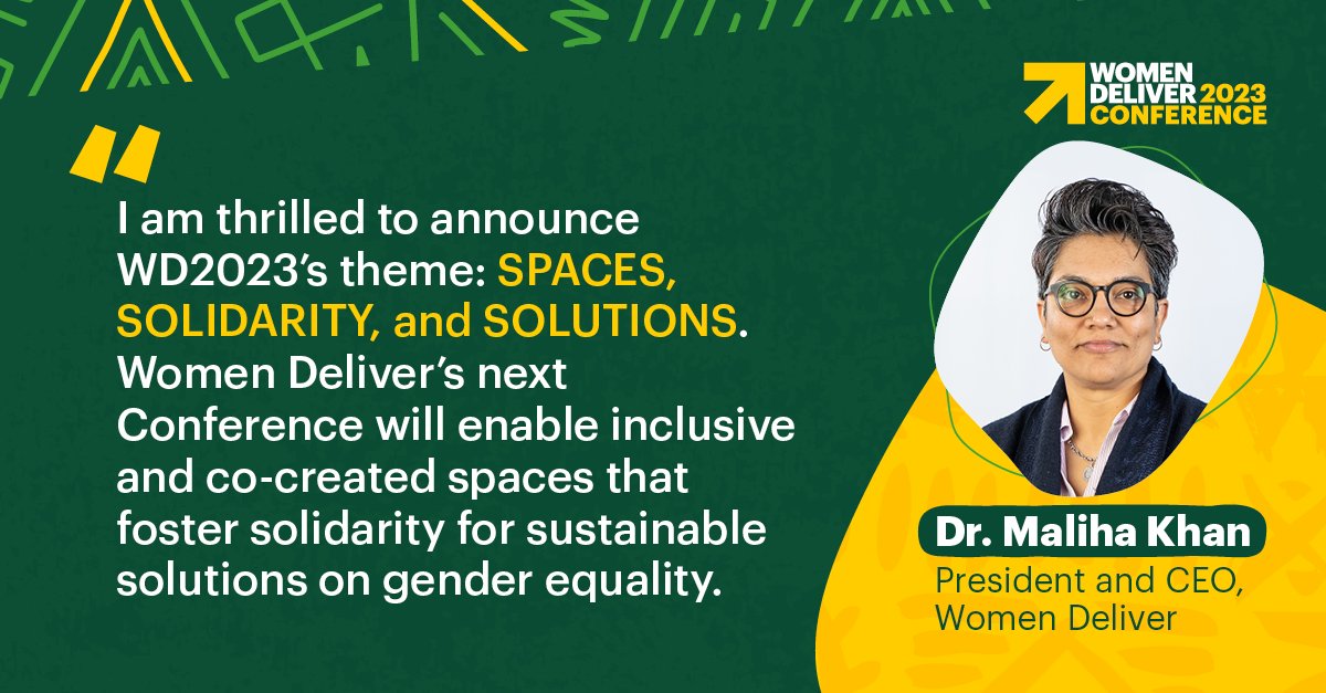 WomenDeliver's tweet photo. Women Deliver President &amp; CEO @MalihaKhanWD introduces the theme, vision, and objectives of #WD2023, all of which have been co-created by the Conference Advisory Group. https://t.co/naJQJk22yh