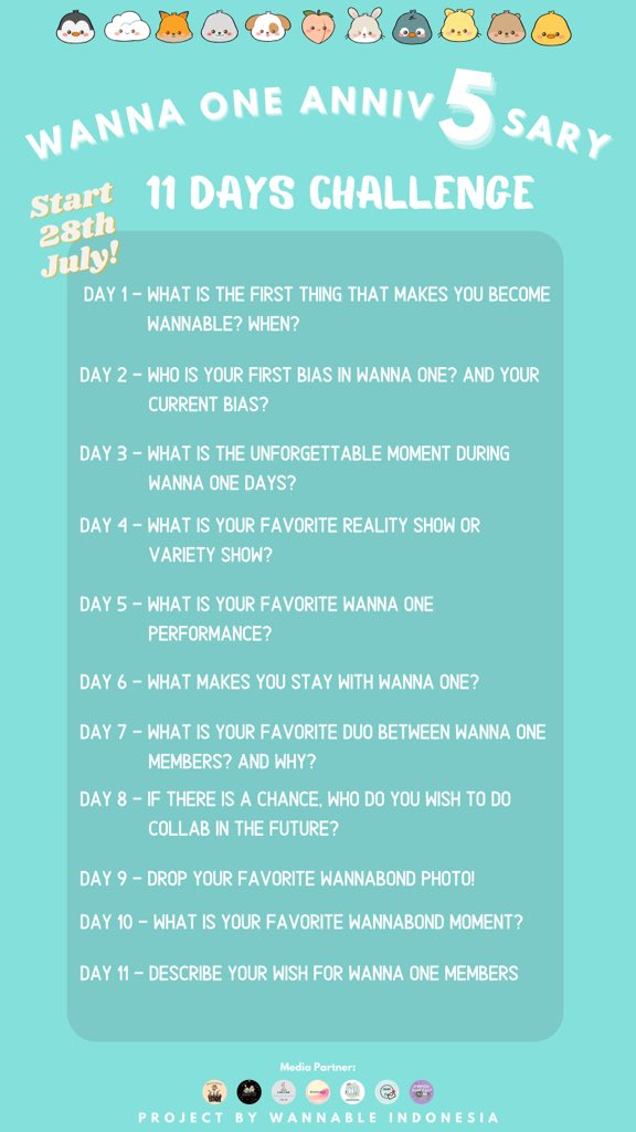 PROJECT DETAILS! #WannaOneAnniv5sary

❣︎ Twibbon: bit.ly/TWIBBONWANNAONE
❣︎ WSD: bit.ly/WSD5YEARS
❣︎ #5YearsWithWannaOne
❣︎ 11 Days Challenge

Pre-Order Merch!
❣︎ Indonesia: bit.ly/2022WANNABLEINA
❣︎ International: bit.ly/2022WANNABLEWW

#WannaOne #워너원