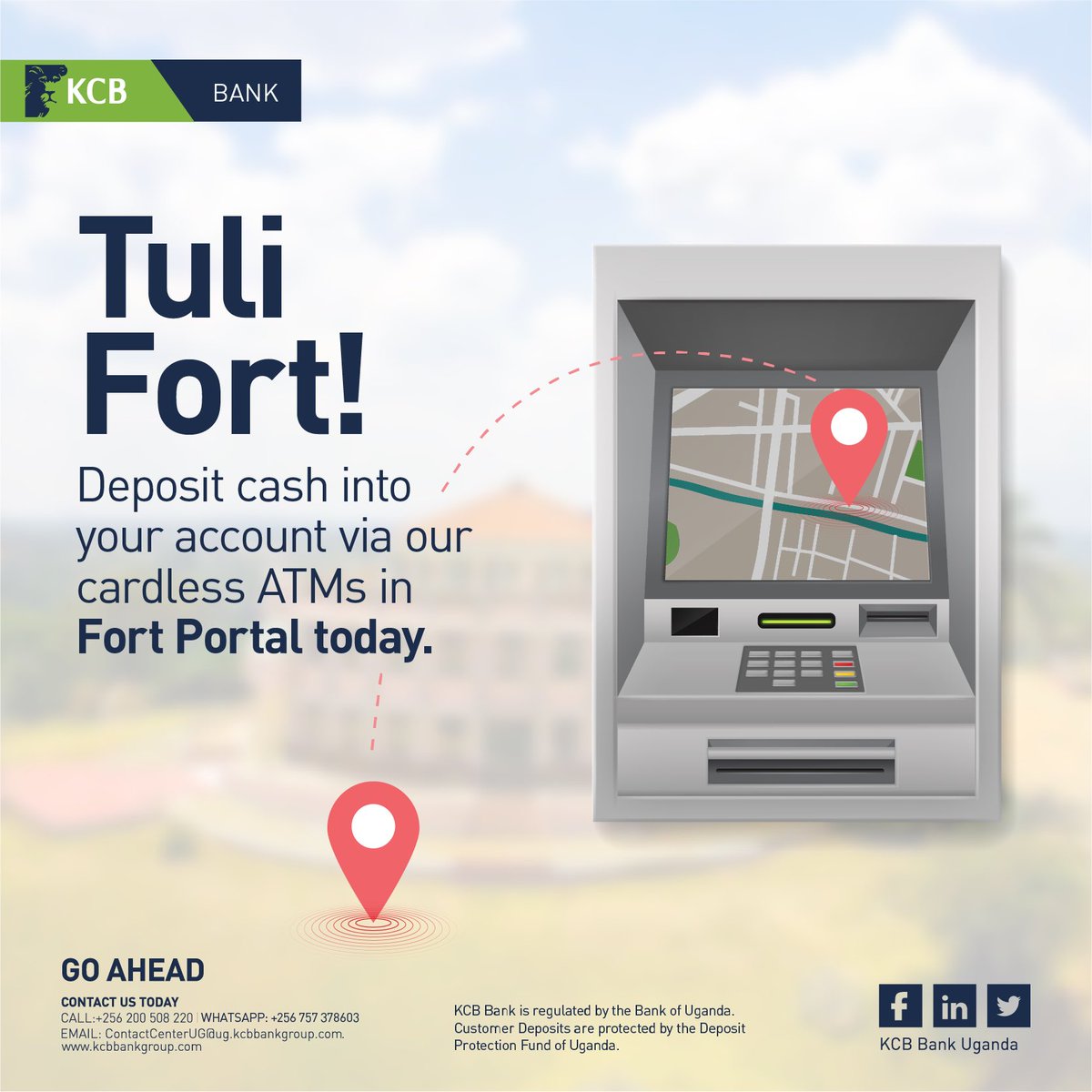 kcbbankug's tweet photo. Abantu ba FortPortal abarungi๐ฃ๐ฃ You can now deposit money straight into your account at our cardless ATMs.
#SimbaGoneDigital #KCBGoAhead https://t.co/kdSuOOj2Cs
