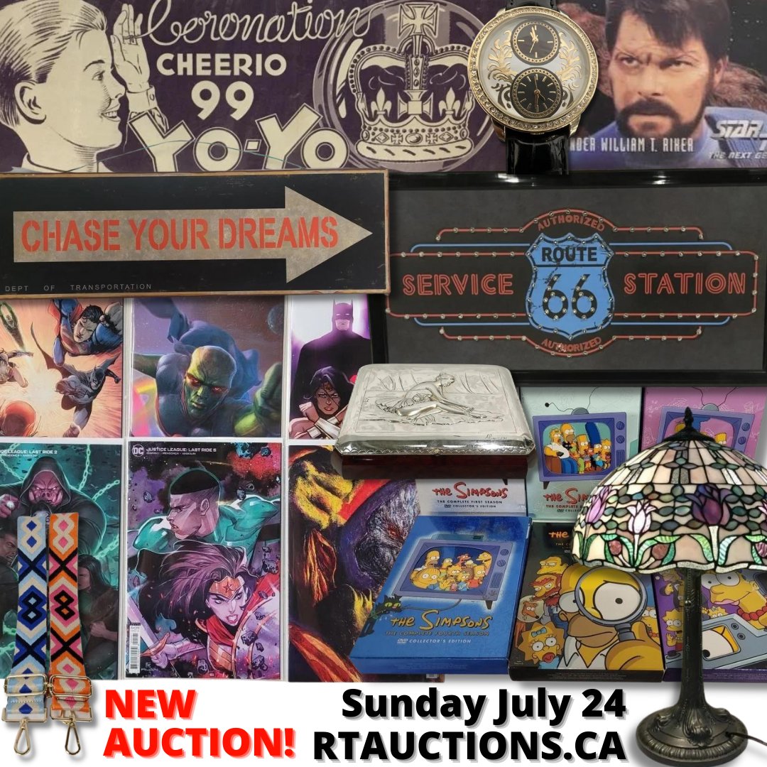 Our newest auction ending Sunday July 24th is now up and open for bidding! Get in now, and get your bids in place before someone else does!

rtauctions.hibid.com/catalog/384421

#rtauctions #yesweship #niagarafalls #hibid #onlineauctions #startrek #yoyo #thesimpsons #bidnow #tiffany