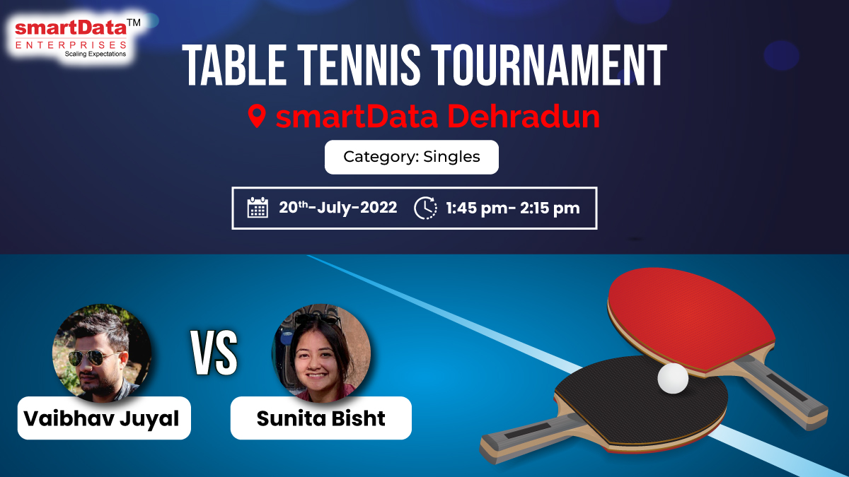 sdeievent's tweet image. Today&apos;s match of the TT tournament in the singles category @smartDataIncLtd Dehradun #WPL3 #PauseForFun. Cheer for your favorite player #smarTians .