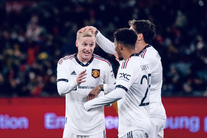 United celebrate our third goal against Crystal Palace.