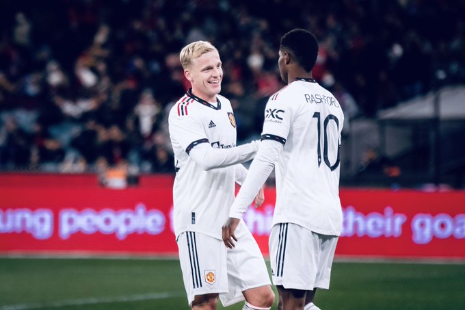 United celebrate our third goal against Crystal Palace.